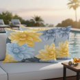 thumbnail image 2 of Outdoor Pillow Cover Yellow Blue Flowers Set of 2 Waterproof Throw Pillowcases Floral Leaf Decorative Patio Furniture Pillows for Couch Garden Indoor & Outdoor Use, 2 of 9