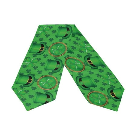 

POPCreation Happy St Patrick s Day Shamrock Hats Table Runner Bed Runner 13x90 Inches Home Table Top Decoration Wedding Party Decor