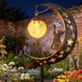 thumbnail image 5 of Cat Moon Solar Garden Stake Light, Outdoor Waterproof Half Moon LED Pathway Decor Crackle Hanging Glass Globe Ball Metal Crescent for Outside Yard Patio Lawn Outdoor Decor, 5 of 8
