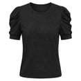 thumbnail image 5 of Wang6 Puff Sleeves Tshirts for Womens Summer Short Sleeve Solid Tops Causal Loose Fit Crew Neck Tees 0522liBlack S, 5 of 5