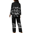 thumbnail image 2 of Renewold Casual Piano Notes Button Pajamas Set Women Loose Fitting Home Life Wear Cozy Up Nightwear 2 Pack Fall Spring Winter Outfits Tops Thermal PJ Pants Sleepwear Set Size S, 2 of 6