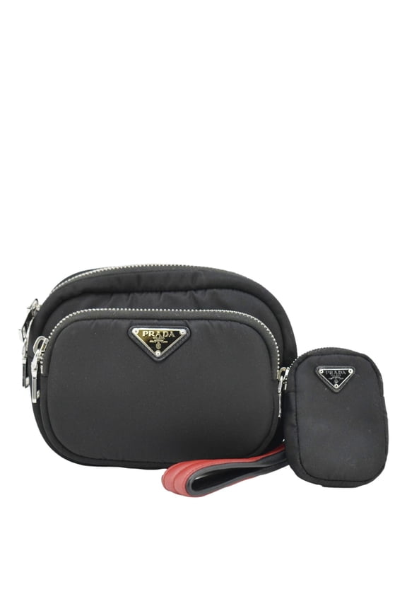 Pre-Owned PRADA Tessuto Nylon Pocket Wristlet Pouch Black