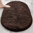 thumbnail image 1 of suxuMhao Oval Bathroom Mat, Bath Rugs, 23.62×15.75 Inches 1 Piece, Chenille Shower Rugs, Thick Bathroom Rugs with TPR Backing, Washable Bath Rugs for Bathroom, Rug for Bath Floor, Dark Brown, 1 of 5