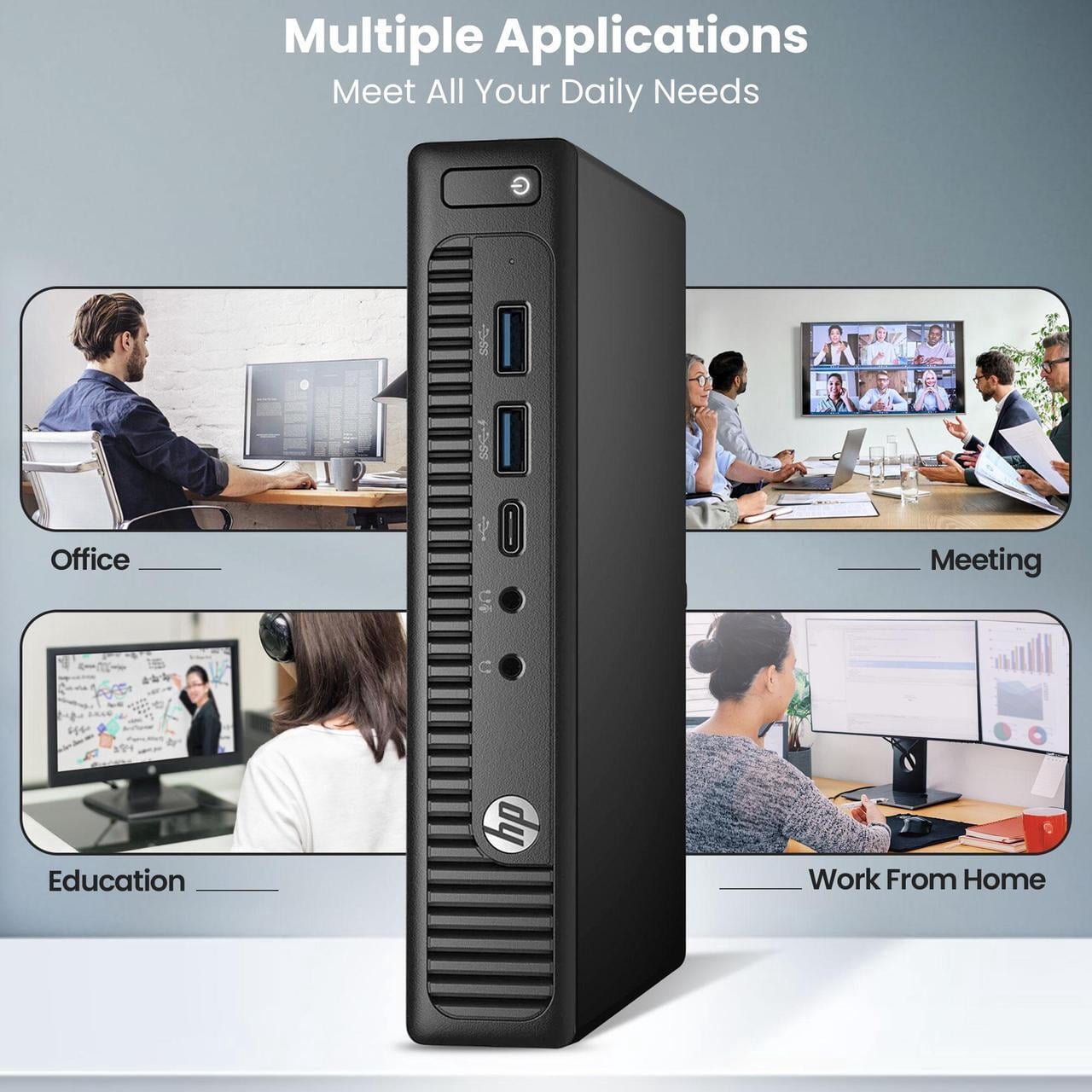 Restored HP EliteDesk G2 Mini Desktop PC Intel Quad-Core i5-6500T, 16GB Ram, 512GB NVMe SSD, New 24 inch Monitor, Built-in WiFi, Wireless Keyboard & Mouse, Windows 11 Pro (Refurbished)