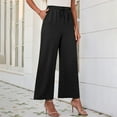 thumbnail image 4 of hotojiny Womens Comfy Pants Casual High Waisted Drawstring Summer Beach Pants Loose Fit Wide Leg Pants with Pockets, 4 of 7