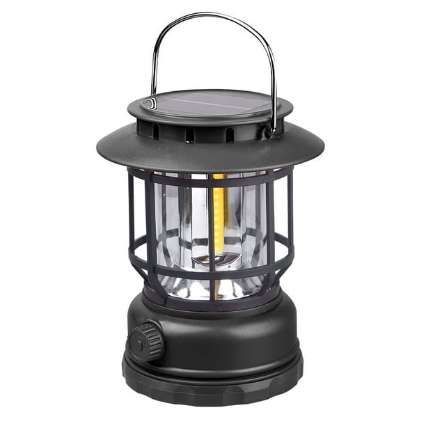 Lámpara solar retro recargable de modo de espera ultralargo, lámpara multifuncional para acampar al aire libre, lámpara de iluminación LED para exteriores
