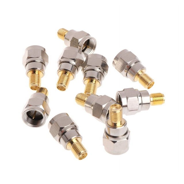 10 Pcs Steel F Type Male Plug To SMA Female Jack RF Coaxial Adapter Connector