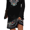 thumbnail image 2 of JustVH Women's Ethnic Style Print Long Sleeve Baggy Wavy T-Shirt Dress, 2 of 4
