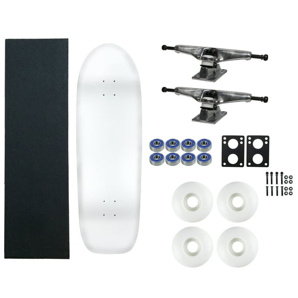 Moose Skateboard Old School Années 80 Complet 33 Pouces Blanc avec Camions Creux 7.0 Argent/argent, Roues Blanches 58mm