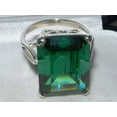 thumbnail image 4 of LBG Solid Sterling Silver Large 16x12mm Octagon cut Green Cubic Zirconia CZ Ring - Size 6 - Sizes 5 to 12, 4 of 5