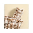 thumbnail image 6 of Summer Baby Girls Romper, Infant Sweet Style Plaid Pattern Lace Ruched Sleeveless Suspender Jumpsuit + Headwear, 6 of 9