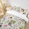 thumbnail image 3 of jejeloiu Floral Kitten Woodland Queen Duvet Cover Set For Kids,Watercolor Cat Pattern Bedding For Girl,Reversible,3 Pieces(No Comforter), 3 of 6