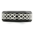 thumbnail image 3 of Edward Mirell Black Ti and Argentium Sterling Silver Inlay Polished Celtic Design 9mm Flat Band, 3 of 6