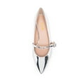 thumbnail image 4 of XYD Women Classic Pointed Toe Mary Janes Adjustable Buckle Strap Metallic Ballet Flats Dance Dating Daily Shoes Size 7 Silver, 4 of 4