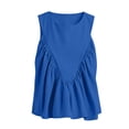 thumbnail image 6 of Sewkxo Shirred Swing Tank Tops for Women Fashion Flowy Sleeveless Shirts Casual Crew Neck Blouse Loose Fit Ruffled Tops,Blue XL, 6 of 7
