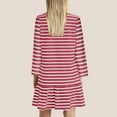 thumbnail image 6 of Blczomt Midi Dress Women Long Sleeve Striped Red Casual A Line Crewneck Loose Flowy Dresses, 6 of 6
