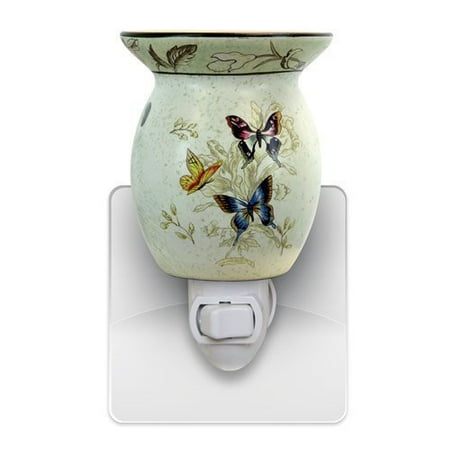 Pluggable Fragrance Warmer - Butterfly Wax Melter & Aroma Diffuser - Warms & Melts Cubes Tarts & Oils Tart Warmer - Plug In Wax Melter - Butterfly NIght Light - Tart & Oil Burner - Heats Scented