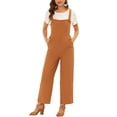 thumbnail image 1 of Unique Bargains Women's Ruffled Neck Jumpsuit, Brown, S, 1 of 5