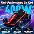 thumbnail image 3 of Joyracer 24V 14Ah Kids Electric Go Kart with Remote Control, 3 Speed Modes 5–10 MPH, 2 * 200W Motors, Metal Frame 24 Volt Ride on Toys Drift Kart for Big Kids, Music & Bluetooth, Red, 3 of 10