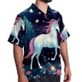 thumbnail image 2 of Starry Unicorn Men's Short Sleeve Button Down Spread Collar Beach Shirts, 2 of 6