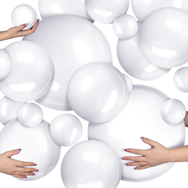 Pelotas de playa inflables Sratte, 20 unidades, blancas, 61 cm, 41 cm, 13 cm
