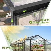 LZBEITEM 12x8 Outdoor Greenhouse, Walk-in Polycarbonate Green House with Aluminum Frame for Backyard, Black