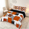 thumbnail image 3 of Manfei Modern Geometric Block Full Size Comforter Sets, Abstract Colorful Square Bedding Comforter Set, Orange Black Gray, Black Reversible 3pcs, 1 Comforter and 2 Pillowcases, 3 of 6