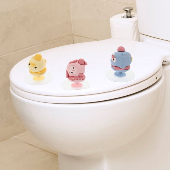 IBASETOY 3Pcs Adhesive Toilet Seat Lifters with Knob Handle for Bathroom Wall Supplies Home Use