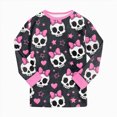 thumbnail image 6 of TOWED22 Kids Halloween Skeleton Pajamas Cotton Pumpkin Ghost Print Sleepwear Toddler Girls Boys Skull Halloween Pjs Sets(Hot Pink,6-7 Y), 6 of 9