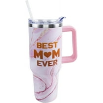 40 oz Tumbler with Handle and Straw Lid Leak Proof | Best Mom Ever Mother''s Day Birthday Gifts for Mom Mothers Day | Stainless Steel Cup Dishwasher Safe