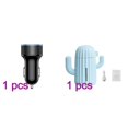 thumbnail image 1 of Car Charger 5V 3.1A Quick Charge Dual USB Port LED Display Voltmeter Phone Charging Adapter, Black+Air Humidifier Home Office Mini Air Diffuser Cactus Design USB Powered 340ml LED Humidifier, Blue, 1 of 9