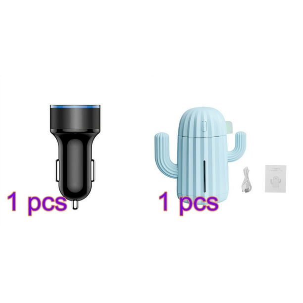 Cargador de coche 5V 3.1A Carga rápida Puerto USB dual Pantalla LED Voltímetro Adaptador de carga para teléfono, Negro + Humidificador de aire Oficina en casa Mini difusor de aire Kearding DZ4170-03*1+HA001996-03B*1