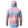 thumbnail image 4 of Men's Ombre Print Hooded Long Sleeve Sun Shirt - Fashionable Gradient Pullover with Built-in Face Mask & Zipper Pocket - UPF 50+ Quick Dry Athletic Top for Fishing, Hiking & Summer 2026 Light Blue XL, 4 of 7