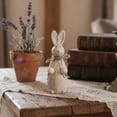 thumbnail image 4 of Easter Vintage Rabbit Figurine - Rustic Charming Distressed Bunny Decor with Wooden Bead Accents, Durable Mantel Holiday Ornament, Perfect Easter, Year of The Horse 2026 Home Gift & Decor, White, 4 of 5