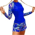 thumbnail image 3 of Utoimkio Clearance Women's Two Piece Rash Guard Long Sleeve Swimsuits Floral Print Bathing Suits for Women with Boyshorts UPF 50+ Summer Swim Shirts Beach Swimwear, 3 of 8