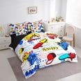 thumbnail image 3 of Manfei Modenr Video Gamer Bedding Comforter Set 7pcs for Boy, Cartoon Game Console Queen Bedding Sets, Stripes Lines Reversible Queen Sheet Sets, Microfiber Bedroom Decor, 3 of 7