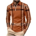 thumbnail image 2 of Blusa y camisa de manga larga con cuello vuelto para hombre, informal, con estampado, de manga larga, con solapa y media cremallera, deportiva, de poliéster., 2 of 3