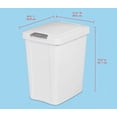 thumbnail image 3 of 30 Quart 7.5 Gallon 28.39 Liter White Slim Rectangular Plastic Trash Can with Swing Lid - Compact Garbage Bin for Kitchen, Bathroom, Bedroom & Office, 3 of 5