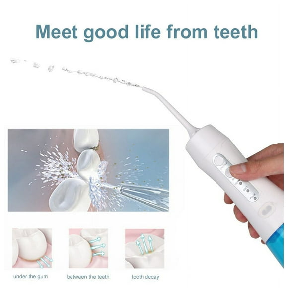 Xihbxyly Irrigador Bucal con 3 Modos de Limpieza, Resistencia Al Agua Ipx8, Depósito de Gran Capacidad de 300 Ml, Boquilla Giratoria de 360°, Batería Recargable, Ideal para Viajes y Uso Doméstico, Id