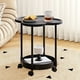 thumbnail image 4 of Mesita de Noche de Plástico con Ruedas | Estantería para Dormitorio | Mesa Auxiliar Negra para Sofá | 49 X 47,5 Cm | Almacenamiento de Doble Nivel | Mesa Móvil, 4 of 6