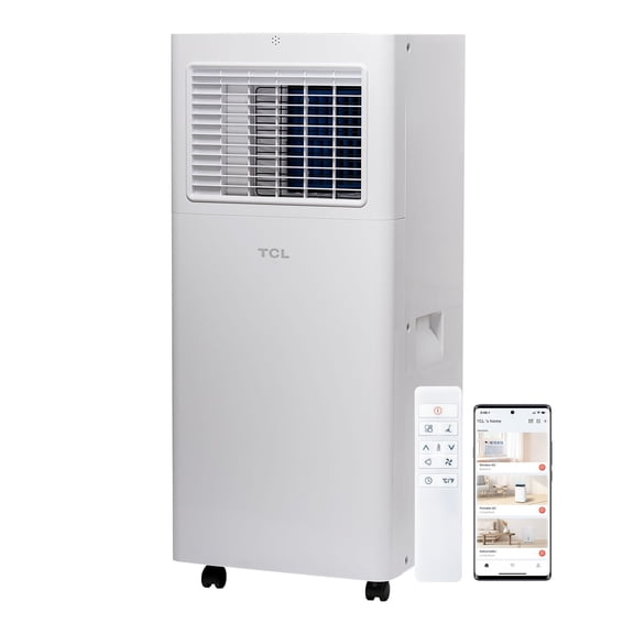 TCL 6,000 BTU 9,500 BTU ASHRAE Smart Portable AC Unit, White, 250 Sq. Ft., H6P44W