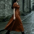 thumbnail image 4 of Miqool Women Renaissance Maxi Dress Square Neck Puff Short Sleeve Lace Up Waist Corset Vintage Long Cocktail Dresses, 4 of 4