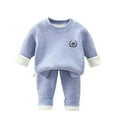 thumbnail image 2 of ATOGUTA Boys Thermal Set Fleece Lined Long Johns Base Layer Top and Bottom for Cold Weather Size 0-11, Blue, 2 of 6