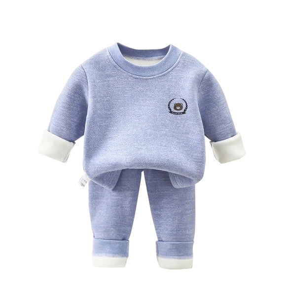 Owordtank Underwear Set Fleece Lined Warm Sweatshirt Baby Boys Girls Base Layer Long Toddler Soft Cozy Outfits