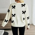 thumbnail image 6 of Women's Tie Front Bow Cardigan Sweaters Lightweight Knit Long Sleeve Top Trendy Fashion Warm Pullover Tops Casual Trendy Ribbed Outfits Fall Winter Jacket Coats, 6 of 9