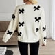 thumbnail image 5 of Ailaofu Women 2000S Bow Knit Cardigan Sweaters, Long Sleeve Tie Front Lightweight Crochet Top, Going Out Date Outfits, 5 of 6