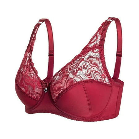 

MRULIC bras for women Women Comfort Lace Convertible Wireless Bralette Lace Bralettes For Women With Straps And Removable Pads Wine + 75D