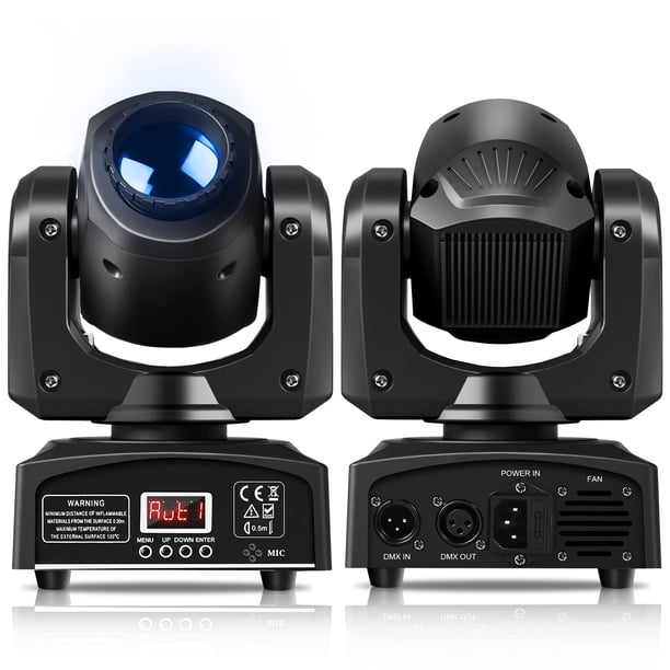 U`King Luz LED de cabeza móvil 25 W Luces DJ Iluminación de escenario con 8 GOBO 8 colores por DMX-512 y foco de control activado por sonido para fiestas de discoteca, bodas, iglesias, espectáculos en