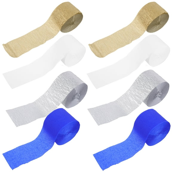 CRILSTYLEO Crepe Paper Streamers Silver Party Enhancement 8Pcs 982.50X1.77X0.02In