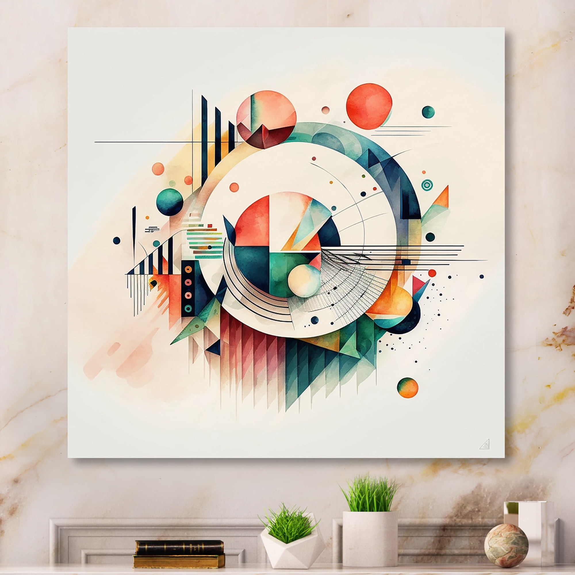 Designart Multi-Color Geometric Art Canvas Wall Art